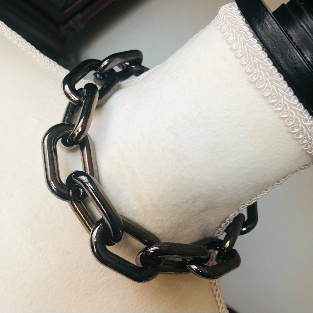 Dark copper chrome bold chunky link choker necklace